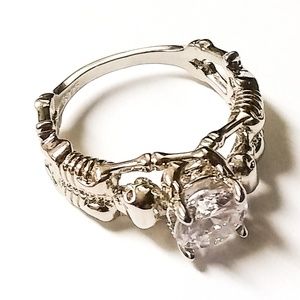 .925 Sterling Silver Skeleton Skull Ring